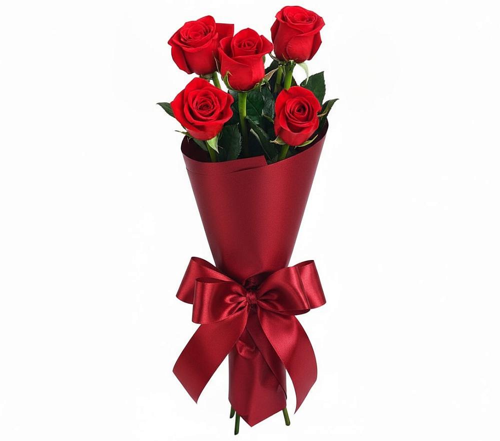 Букет 5 Красных роз Эдлесс Лав в Преображенской
