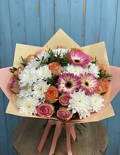Букет цветов из:  Розы, Герберы и Хризантемы #REPLACE_PRED# Преображенской