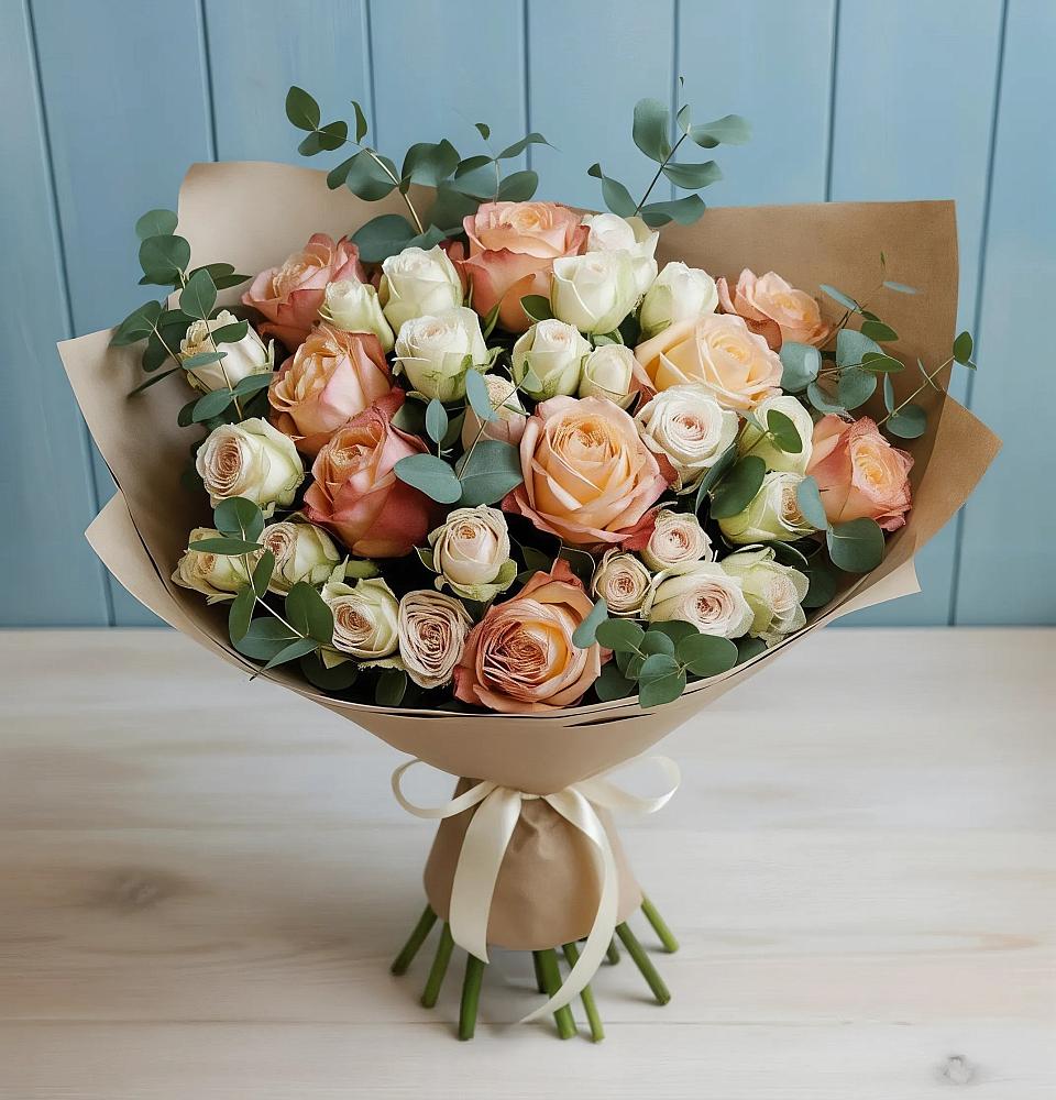 Букет цветов из: Альстромерии и Розы в Преображенской