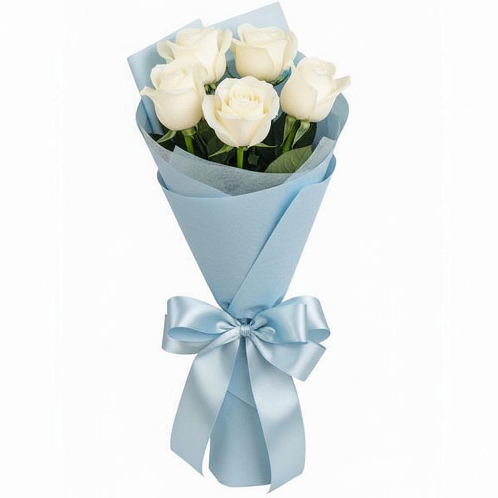 Букет 5 Белых роз Проуд в Преображенской