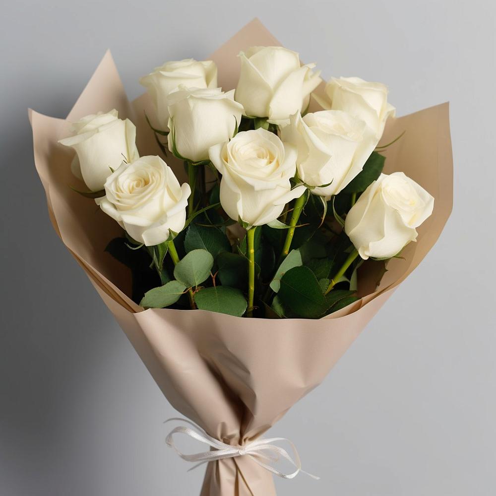 Букет 9 Белых роз Эдлесс Лав в Преображенской