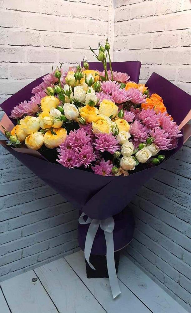 Букет цветов из: Хризантемы и Розы в Преображенской