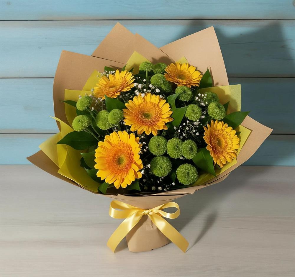 Букет цветов из: Герберы и Хризантемы в Преображенской
