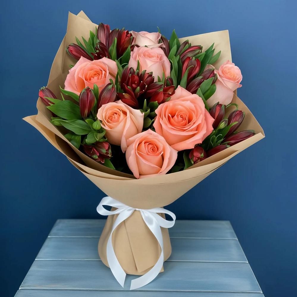 Букет цветов из: Розы и Альстромерии в Преображенской