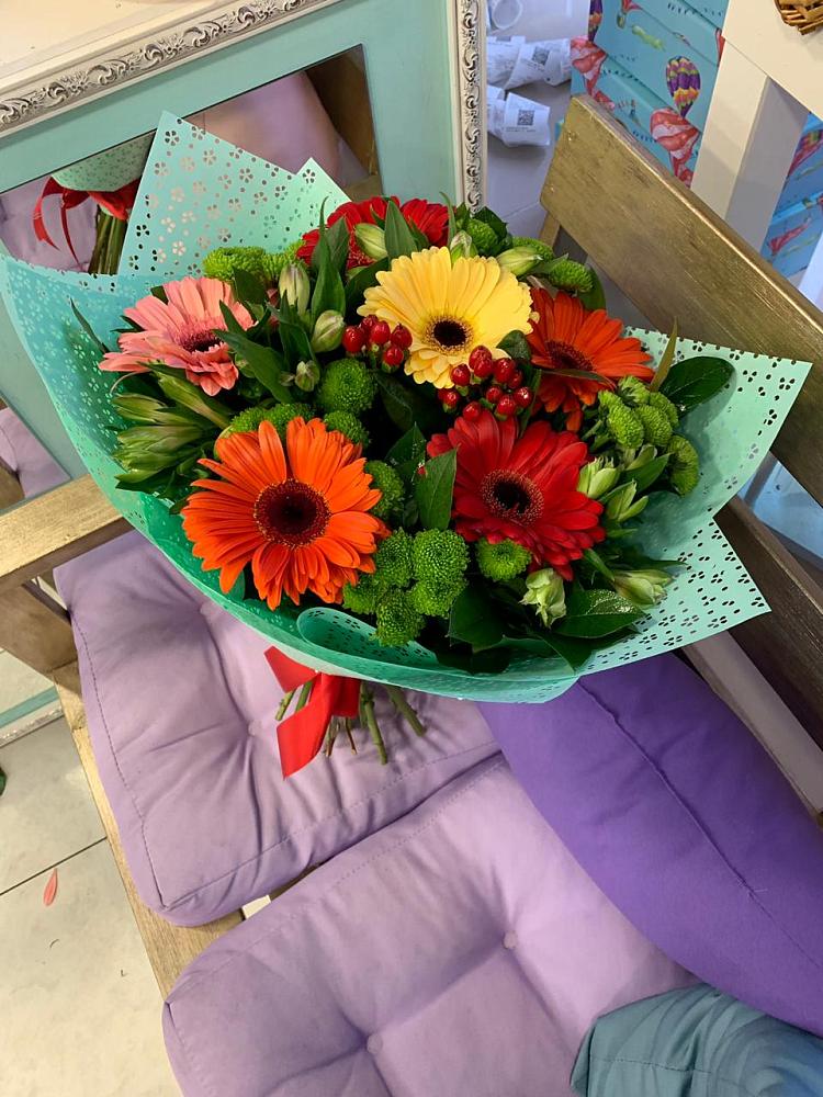 Букет цветов из: Герберы, Хризантемы и Альстромерии в Преображенской