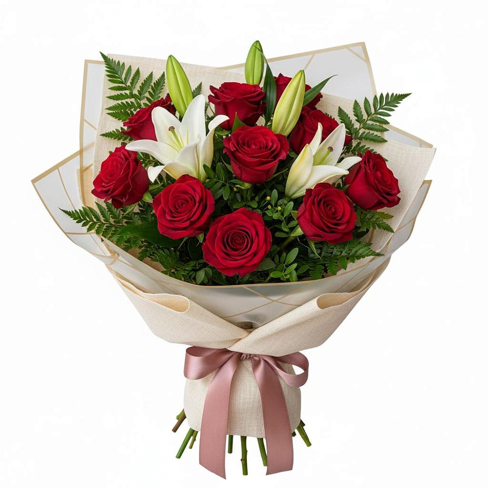 Букет цветов из: Лилии и Розы в Преображенской