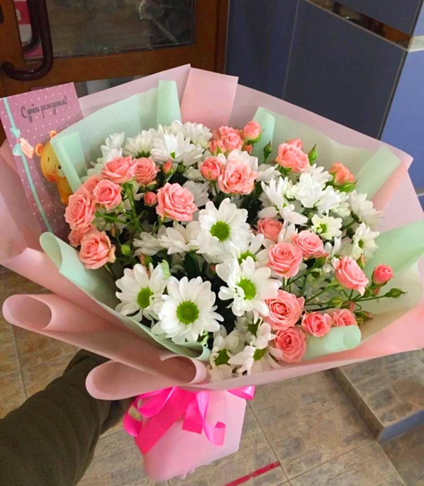 Букет цветов из: Розы и Хризантемы в Преображенской