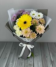 Букет цветов из:  Розы, Герберы и Хризантемы в Преображенской