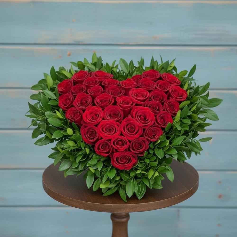 Цветочная композиция из Розы в виде сердца в Преображенской