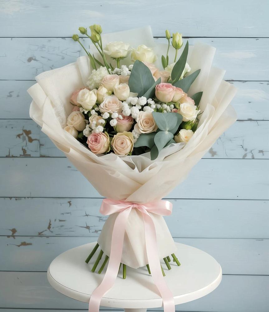 Букет цветов из: Розы и Лизиантусы в Преображенской