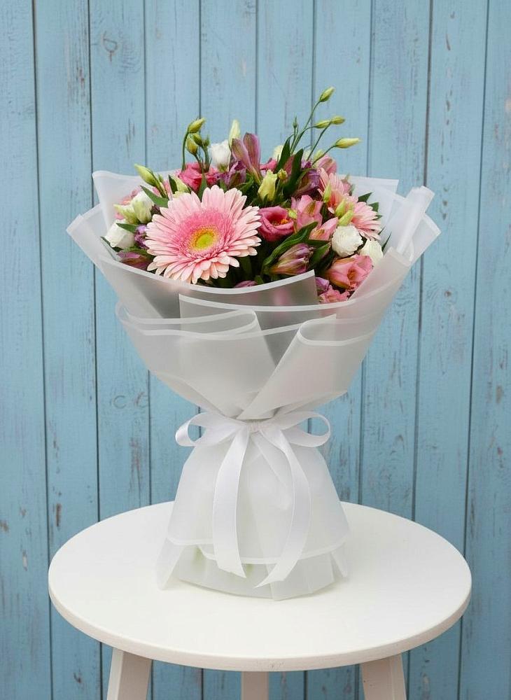 Букет цветов из: Герберы, Альстромерии и Лизиантусы в Преображенской