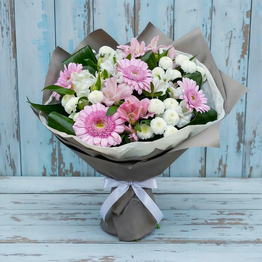 Букет цветов из: Герберы, Альстромерии и Хризантемы в Преображенской