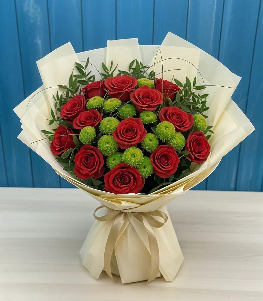 Букет цветов из: Розы и Хризантемы в Преображенской