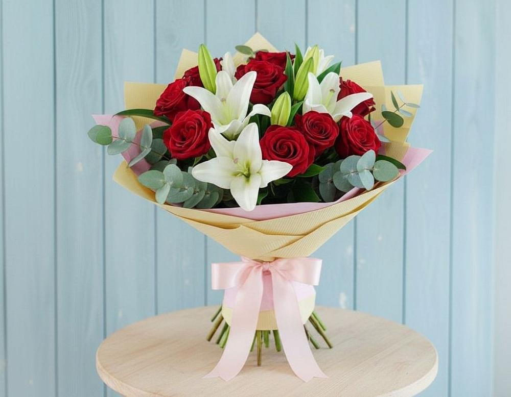 Букет цветов из: Лилии и Розы в Преображенской